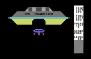 Stargate 64 for Commodore 64 - Carefully navigating into the docking space...