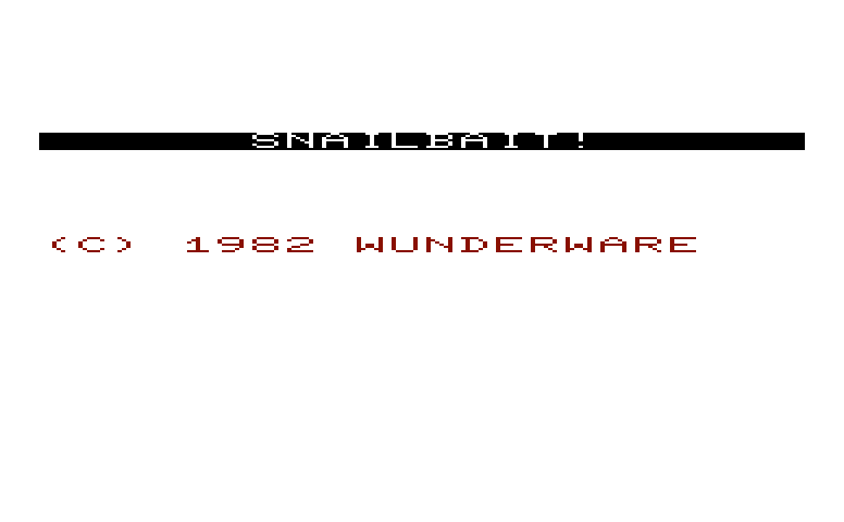 Snailbait! Commodore VIC-20 Screenshot: Title screen.