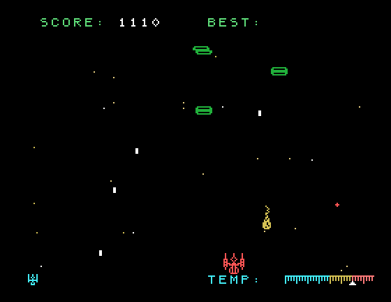 Ultra, The Tatung Einstein Screenshot: My ship has overheated, so I can't fire until it cools down.