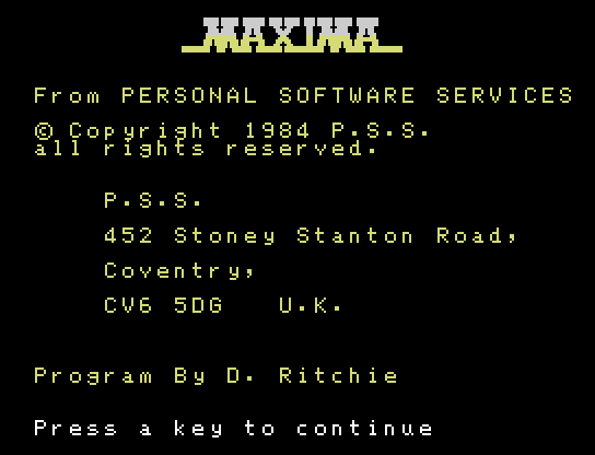 Ultra, The Memotech MTX Screenshot: Title screen.