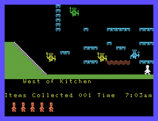 Jet Set Willy Memotech MTX Screenshot: To the west of the kitchen...