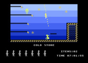 Jet Set Willy for Atari 8-bit - Swinging on a vine...