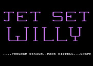 Jet Set Willy for Atari 8-bit - Title screen; the game title flashes different colors.