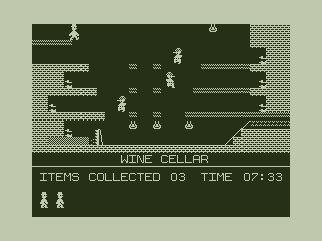 Jet Set Willy Dragon 32/64 Screenshot: Some items to pick up, but they'll be difficult to reach...