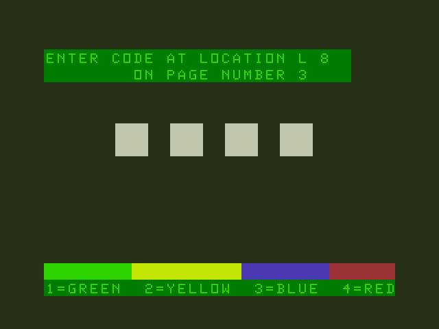 Jet Set Willy Dragon 32/64 Screenshot: Copy protection screen.
