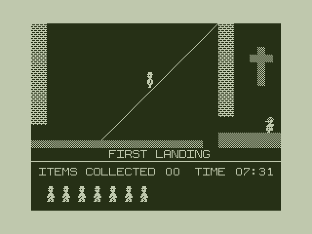 Jet Set Willy Dragon 32/64 Screenshot: Walking down to the first landing...