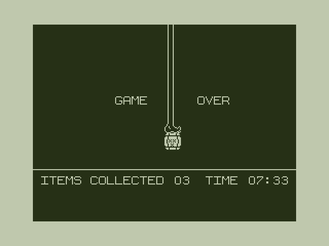 Jet Set Willy Dragon 32/64 Screenshot: Game over.