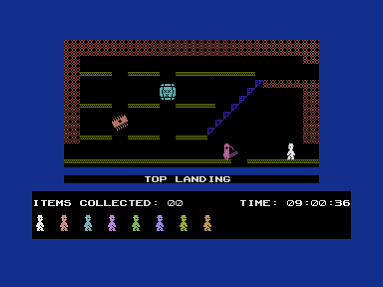 Jet Set Willy Commodore 16 & Plus/4 Screenshot: Welcome to the top landing...