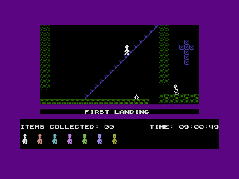 Jet Set Willy Commodore 16 & Plus/4 Screenshot: Walking down the first landing stairs...