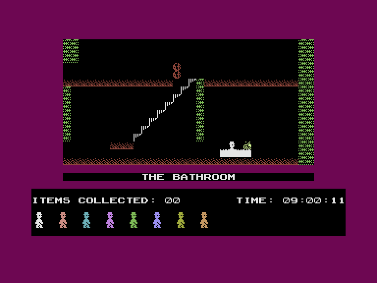 Jet Set Willy Commodore 16 & Plus/4 Screenshot: Game start.