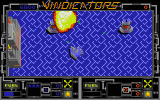 Vindicators Atari ST Screenshot: Shooting at enemies...