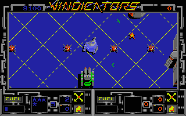 Vindicators Atari ST Screenshot: Don't run into the land mines...
