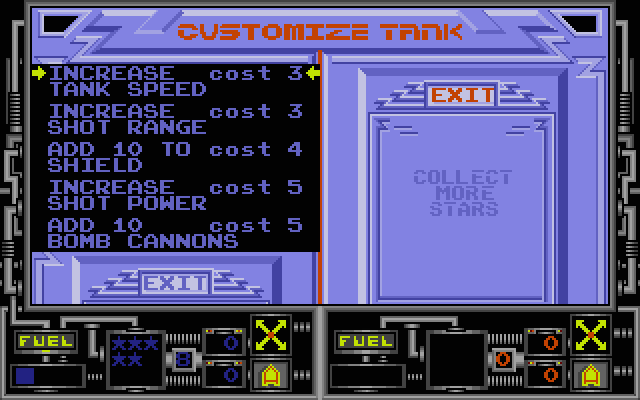 Vindicators Atari ST Screenshot: Collect stars to buy upgrades!
