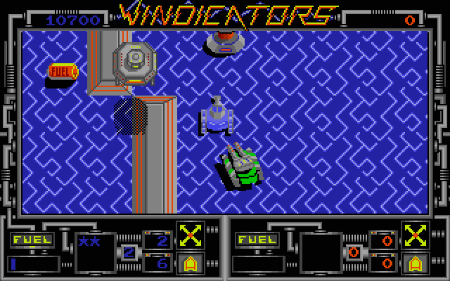 Vindicators Atari ST Screenshot: Regular weapons won't hit the flying enemies!