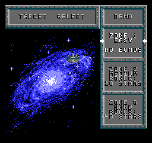 Vindicators NES / Famicom Screenshot: Select a starting zone.