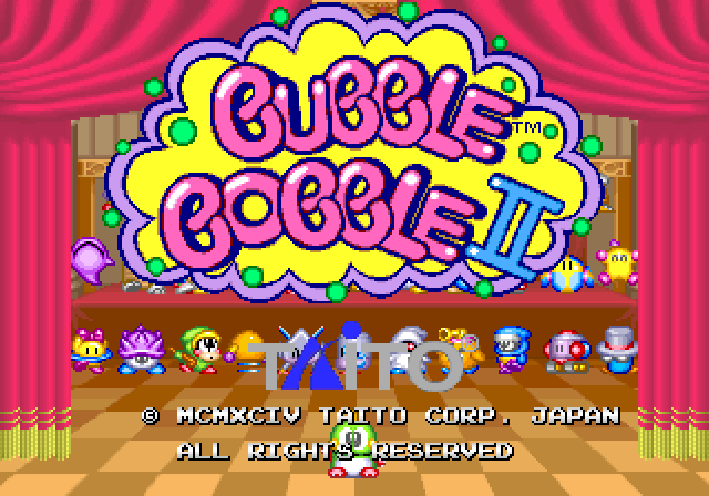 Bubble Symphony Arcade Screenshot: Title screen (as Bubble Bobble II).