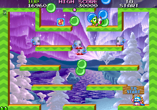 Bubble Symphony Arcade Screenshot: Capture enemies with bubbles...