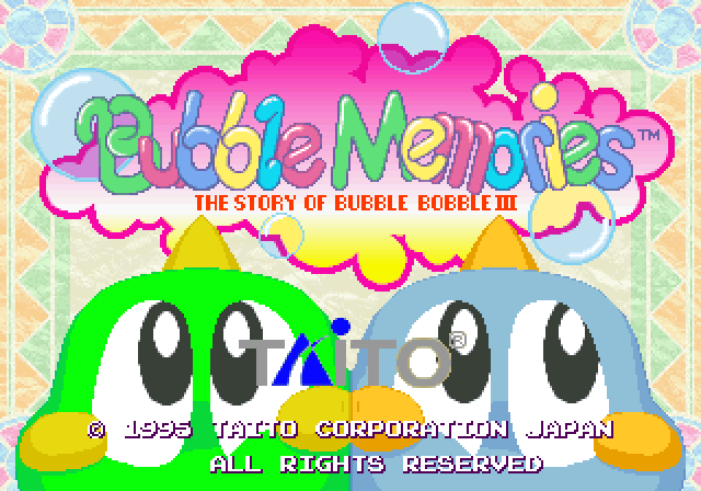Bubble Memories: The Story of Bubble Bobble III Arcade Screenshot: Title screen 2.