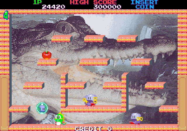 Bubble Memories: The Story of Bubble Bobble III Arcade Screenshot: Trap opponents in bubbles...