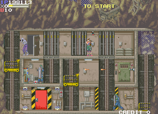 Elevator Action II Arcade Screenshot: I need to reach that red door!