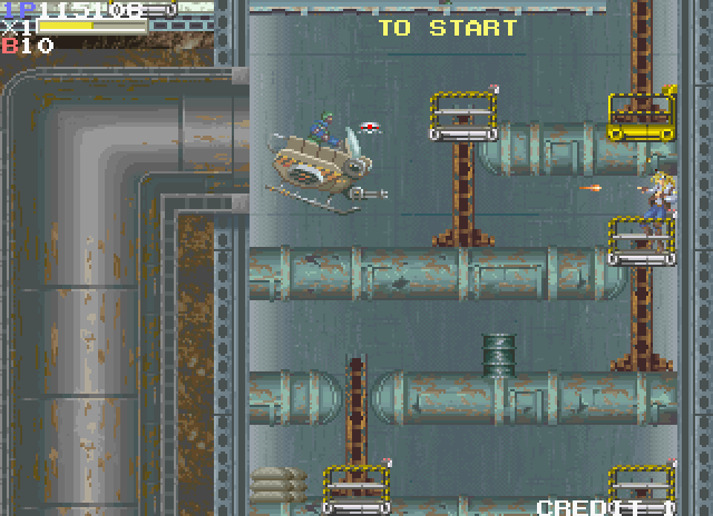 Elevator Action II Arcade Screenshot: Giant mechanical things attack now! They're difficult to destroy...