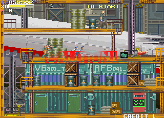 Elevator Action II Arcade Screenshot: Caution, don't forget the red doors!