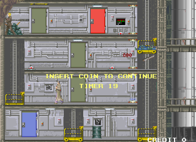 Elevator Action II Arcade Screenshot: Game over; continue?