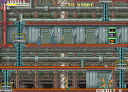 Elevator Action II for Arcade - Picking up items at a blue door...