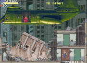 Elevator Action II for Arcade - Part of the building collapses.