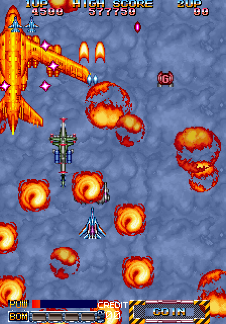 Grid Seeker: Project Storm Hammer Arcade Screenshot: Using a powerful (but limited) special weapon to cause a lot of damage...