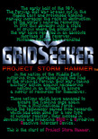 Grid Seeker: Project Storm Hammer for Arcade - Title and game story.