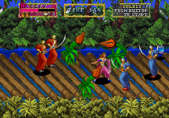 Arabian Magic Arcade Screenshot: Deadly plants and deadly fighters...