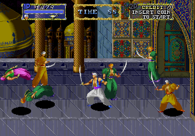 Arabian Magic Arcade Screenshot: Fighting multiple opponents at once...