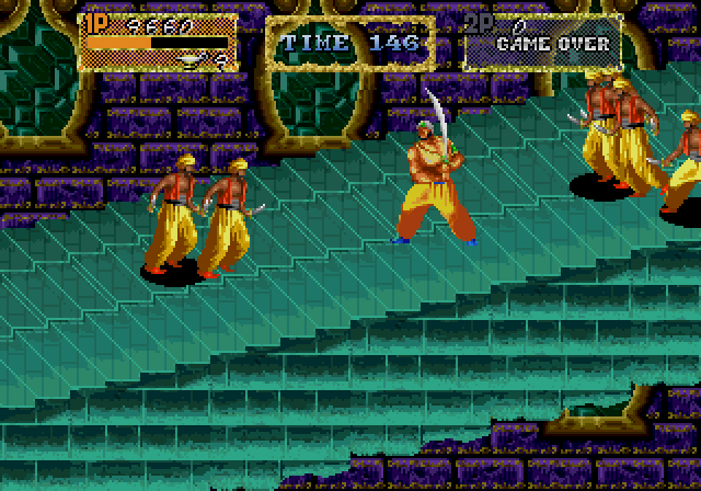 Arabian Magic Arcade Screenshot: Attacks from both sides...