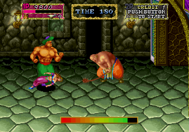 Arabian Magic Arcade Screenshot: Knocked down by an end of level boss...