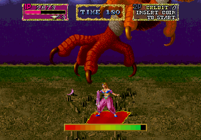 Arabian Magic Arcade Screenshot: Uh...that's a really large bird approaching!