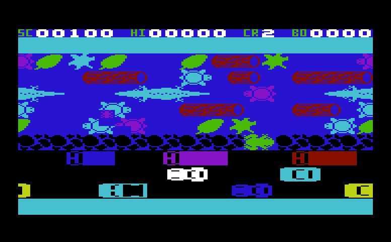 Cricket Commodore VIC-20 Screenshot: Be sure not to jump into the water...