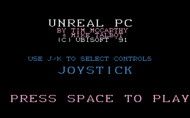 Unreal IBM PC/Compatibles Screenshot: Select an input device.