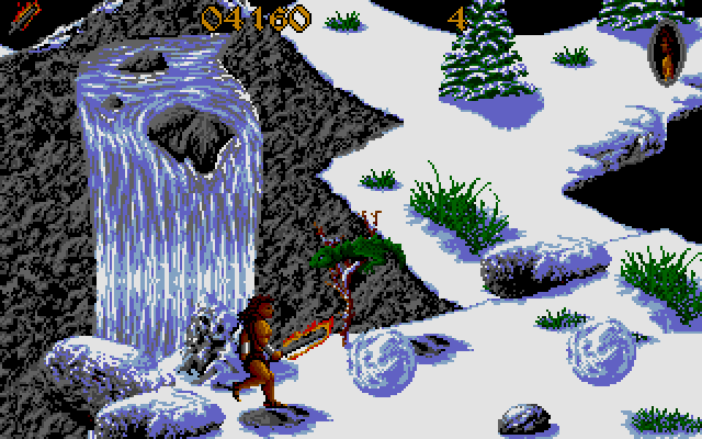 Unreal IBM PC/Compatibles Screenshot: Watch out, incoming boulders!