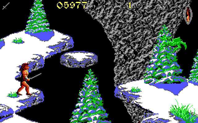 Unreal IBM PC/Compatibles Screenshot: That platform in the middle moves, and you'll need it to cross this gap...