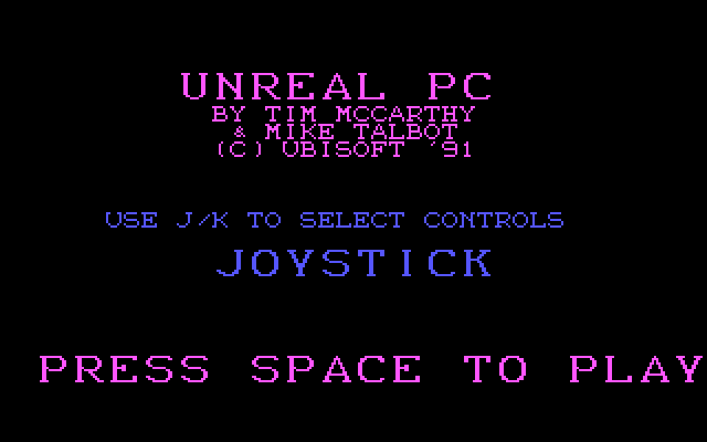 Unreal IBM PC/Compatibles Screenshot: Select an input device.