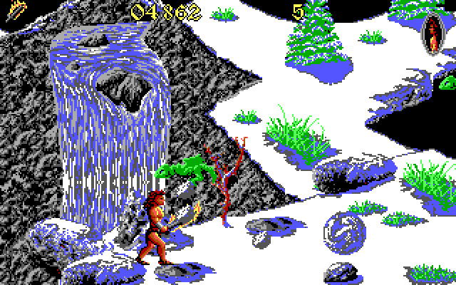 Unreal IBM PC/Compatibles Screenshot: Dragons and boulders get in the way...