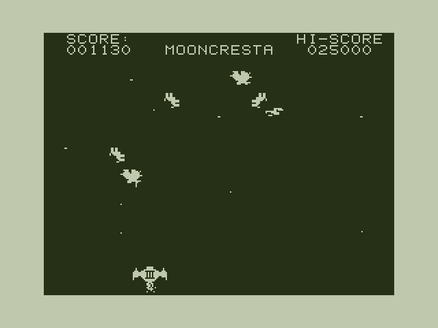 Moon Cresta Dragon 32/64 Screenshot: There are different types of enemies on each wave...