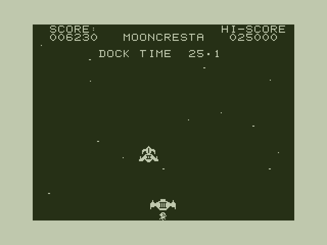 Moon Cresta Dragon 32/64 Screenshot: Another docking procedure for an even better ship...