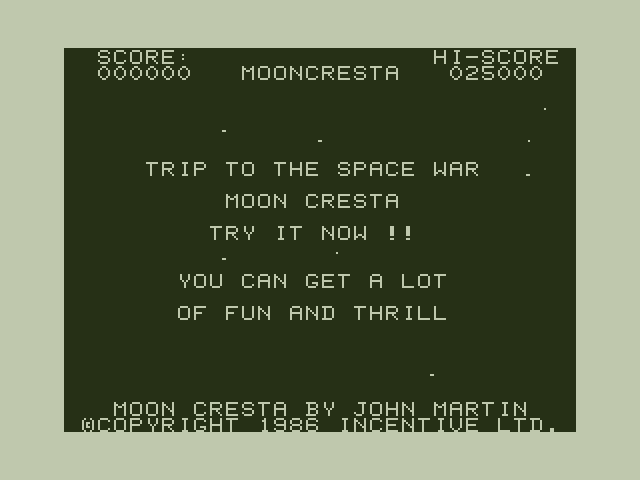 Moon Cresta Dragon 32/64 Screenshot: Game demo.