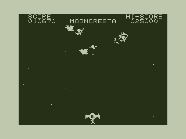 Moon Cresta Dragon 32/64 Screenshot: The waves begin to repeat with increased difficulty...