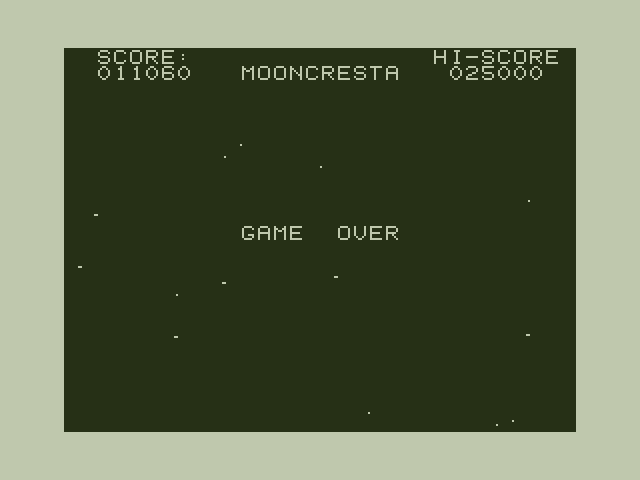 Moon Cresta Dragon 32/64 Screenshot: Game over.