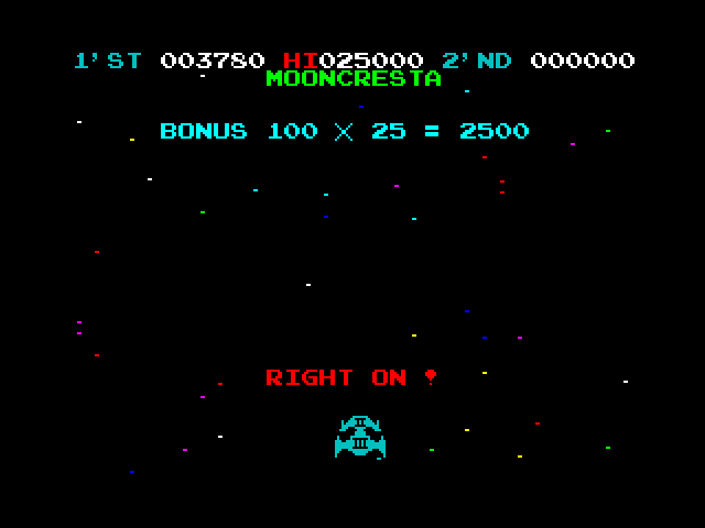 Moon Cresta ZX Spectrum Screenshot: Right on!