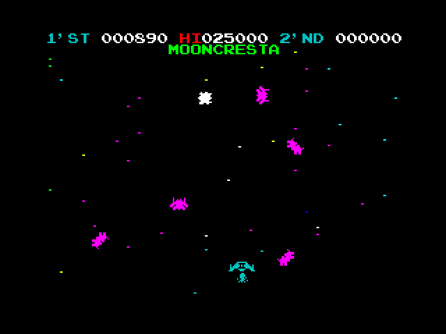 Moon Cresta ZX Spectrum Screenshot: On to the next stage...