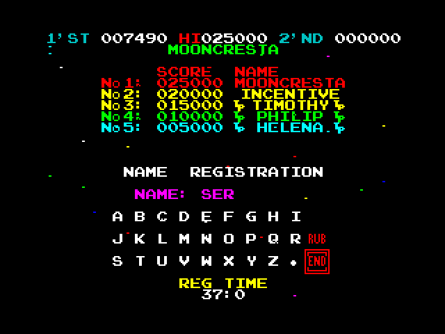 Moon Cresta ZX Spectrum Screenshot: A new high score!